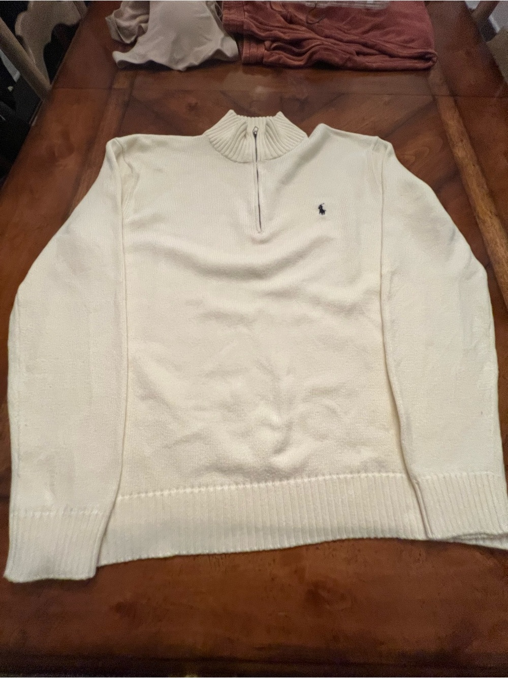 Ralph Lauren Cream Half-Zip Men’s Sweater with Polo Pony